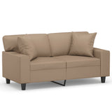 NNEVL 2-Seater Sofa with Throw Pillows Cappuccino 120 cm Faux Leather
