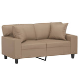 NNEVL 2-Seater Sofa with Throw Pillows Cappuccino 120 cm Faux Leather