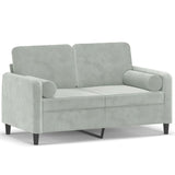 NNEVL 2-Seater Sofa with Throw Pillows Light Grey 120 cm Velvet