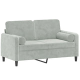 NNEVL 2-Seater Sofa with Throw Pillows Light Grey 120 cm Velvet