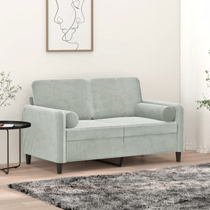 NNEVL 2-Seater Sofa with Throw Pillows Light Grey 120 cm Velvet