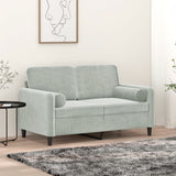 NNEVL 2-Seater Sofa with Throw Pillows Light Grey 120 cm Velvet
