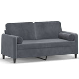 NNEVL 2-Seater Sofa with Throw Pillows Dark Grey 140 cm Velvet