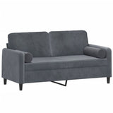 NNEVL 2-Seater Sofa with Throw Pillows Dark Grey 140 cm Velvet
