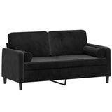 NNEVL 2-Seater Sofa with Throw Pillows Black 140 cm Velvet