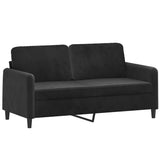 NNEVL 2-Seater Sofa with Throw Pillows Black 140 cm Velvet