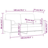NNEVL 2-Seater Sofa with Throw Pillows Black 140 cm Velvet
