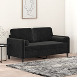NNEVL 2-Seater Sofa with Throw Pillows Black 140 cm Velvet
