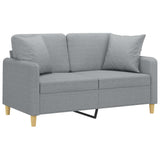 NNEVL 2-Seater Sofa with Throw Pillows Light Grey 120 cm Fabric