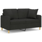 NNEVL 2-Seater Sofa with Throw Pillows Black 120 cm Fabric