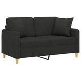 NNEVL 2-Seater Sofa with Throw Pillows Black 120 cm Fabric