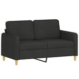 NNEVL 2-Seater Sofa with Throw Pillows Black 120 cm Fabric