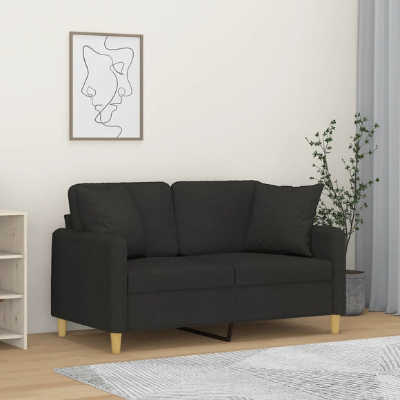 NNEVL 2-Seater Sofa with Throw Pillows Black 120 cm Fabric
