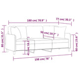 NNEVL 3-Seater Sofa with Throw Pillows Light Grey 180 cm Fabric