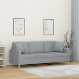 NNEVL 3-Seater Sofa with Throw Pillows Light Grey 180 cm Fabric