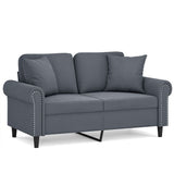 NNEVL 2-Seater Sofa with Throw Pillows Dark Grey 120 cm Velvet