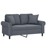 NNEVL 2-Seater Sofa with Throw Pillows Dark Grey 120 cm Velvet