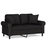 NNEVL 2-Seater Sofa with Throw Pillows Black 120 cm Velvet