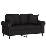 NNEVL 2-Seater Sofa with Throw Pillows Black 120 cm Velvet