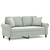 NNEVL 2-Seater Sofa with Throw Pillows Light Grey 140 cm Velvet