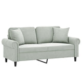 NNEVL 2-Seater Sofa with Throw Pillows Light Grey 140 cm Velvet