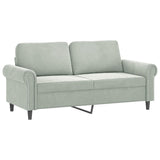 NNEVL 2-Seater Sofa with Throw Pillows Light Grey 140 cm Velvet