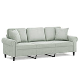 NNEVL 3-Seater Sofa with Throw Pillows Light Grey 180 cm Velvet