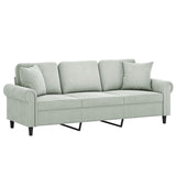 NNEVL 3-Seater Sofa with Throw Pillows Light Grey 180 cm Velvet
