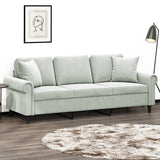 NNEVL 3-Seater Sofa with Throw Pillows Light Grey 180 cm Velvet