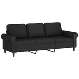 NNEVL 3-Seater Sofa with Throw Pillows Black 180 cm Velvet
