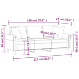 NNEVL 3-Seater Sofa with Throw Pillows Black 180 cm Velvet