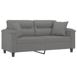 NNEVL 2-Seater Sofa with Pillows Dark Grey 140 cm Microfibre Fabric