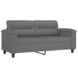 NNEVL 2-Seater Sofa with Pillows Dark Grey 140 cm Microfibre Fabric