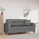 NNEVL 2-Seater Sofa with Pillows Dark Grey 140 cm Microfibre Fabric