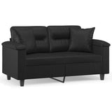 NNEVL 2-Seater Sofa with Throw Pillows Black 120 cm Faux Leather