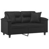 NNEVL 2-Seater Sofa with Throw Pillows Black 120 cm Faux Leather