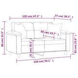 NNEVL 2-Seater Sofa with Throw Pillows Black 120 cm Faux Leather