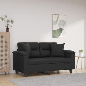 NNEVL 2-Seater Sofa with Throw Pillows Black 120 cm Faux Leather