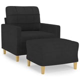 NNEVL Sofa Chair with Footstool Black 60 cm Fabric