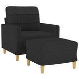 NNEVL Sofa Chair with Footstool Black 60 cm Fabric