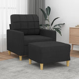 NNEVL Sofa Chair with Footstool Black 60 cm Fabric