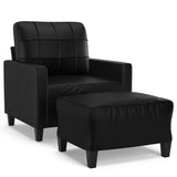 NNEVL Sofa Chair with Footstool Black 60 cm Faux Leather