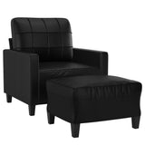 NNEVL Sofa Chair with Footstool Black 60 cm Faux Leather