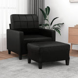 NNEVL Sofa Chair with Footstool Black 60 cm Faux Leather