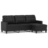 NNEVL 3-Seater Sofa with Footstool Black 180 cm Faux Leather
