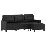 NNEVL 3-Seater Sofa with Footstool Black 180 cm Faux Leather