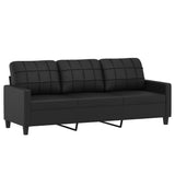 NNEVL 3-Seater Sofa with Footstool Black 180 cm Faux Leather