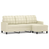NNEVL 3-Seater Sofa with Footstool Cream 180 cm Faux Leather