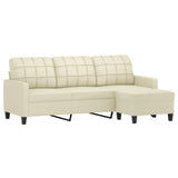 NNEVL 3-Seater Sofa with Footstool Cream 180 cm Faux Leather