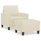 NNEVL Sofa Chair with Footstool Cream 60 cm Faux Leather